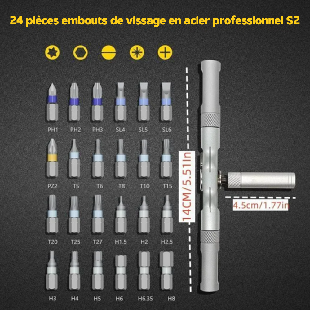 Tournevis de Précision Magnétique 24x1